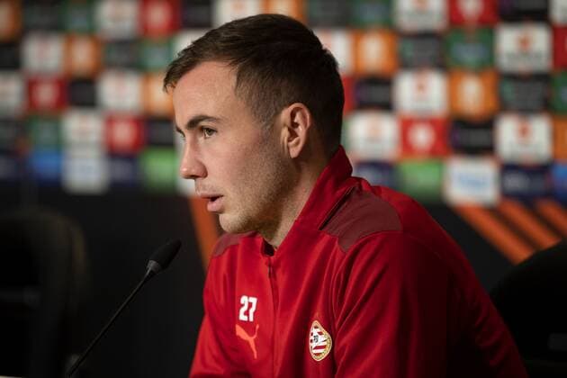 EINDHOVEN - Mario Gotze of PSV during the press conference, PK, Pressekonferenz in the run-up to the UEFA Europa League group match against Sturm Graz. ANP OLAF KRAAK UEFA Europa League 2021 2022 xVIxANPxSportx xxANPxIVx
