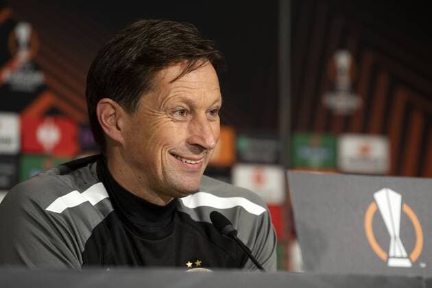 EINDHOVEN - Roger Schmidt of PSV during the press conference, PK, Pressekonferenz in the run-up to the UEFA Europa League group match against Sturm Graz. ANP OLAF KRAAK UEFA Europa League 2021 2022 xVIxANPxSportx xxANPxIVx