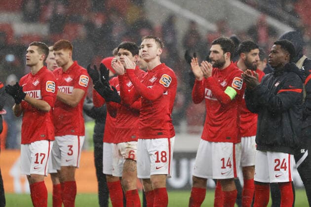 FC Spartak Moscow v SSC Napoli: Group C - UEFA Europa League Spartak Moscow players celebrate victory during the UEFA Europa League Group C football match between FC Spartak Moscow and SSC Napoli on November 24, 2021 at Otkritie Arena in Moscow, Russia. Moscow Russia  Copyright: xMikexKireevx kireev-fcsparta211124_np711