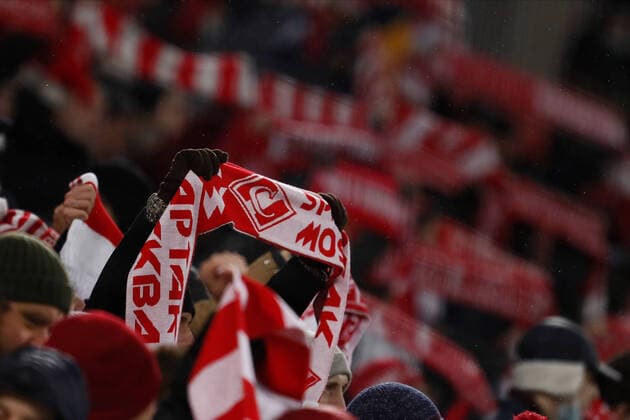 FC Spartak Moscow v SSC Napoli: Group C - UEFA Europa League Spartak Moscow fans hold scarfs aloft during the UEFA Europa League Group C football match between FC Spartak Moscow and SSC Napoli on November 24, 2021 at Otkritie Arena in Moscow, Russia. Moscow Russia  Copyright: xMikexKireevx kireev-fcsparta211124_npy08