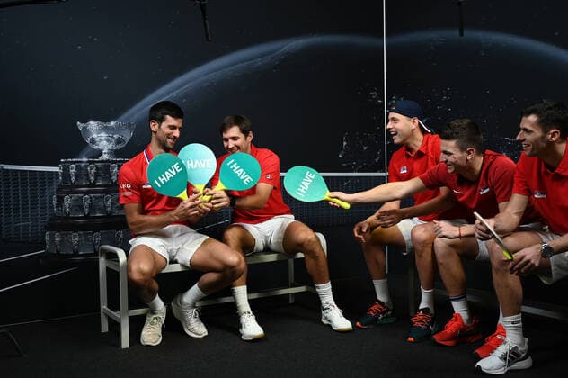 Sport Themen der Woche KW47 2021 Davis Cup Finals , Innsbruck Serbian Team Novak Djokovic . Serbia *** 2021 Davis Cup Finals , Innsbruck Serbian Team Novak Djokovic Serbia