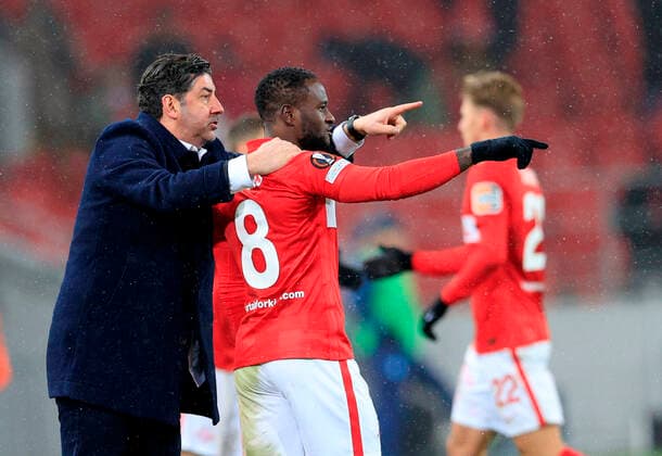 MOSCOW, RUSSIA, NOVEMBER 24, 2021. The 2021 22 UEFA Europa League. Football match between Spartak (Moscow) vs Napoli (Italy) at Otkritie Arena in Moscow. Spartak won 2:1. Photo by Stupnikov Alexander FC Spartak StupnikovxAlexander