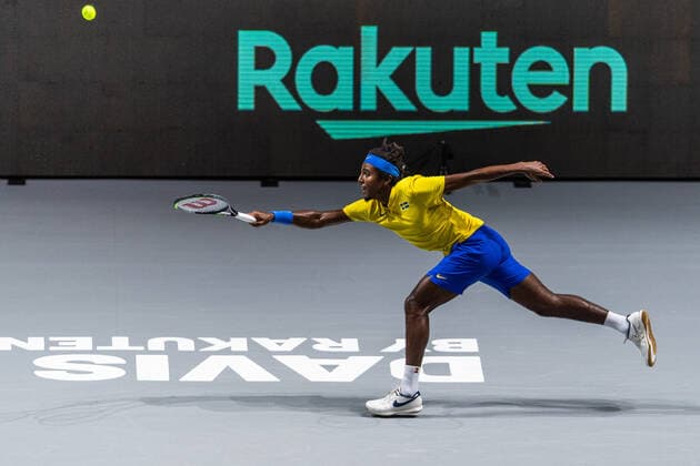 211125 Elias Ymer of Sweden during the Davis Cup Finals group stage tennis match between Canada and Sweden on November 25, 2021 in Madrid. Photo: Mathias Bergeld BILDBYRAN kod MB MB0271 tennis davis cup davis cup finals davis cup finals 2021 canada sweden bbeng sverige kanada Copyright: MATHIASxBERGELD BB211125MB007