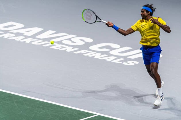 211125 Elias Ymer of Sweden during the Davis Cup Finals group stage tennis match between Canada and Sweden on November 25, 2021 in Madrid. Photo: Mathias Bergeld BILDBYRAN kod MB MB0271 tennis davis cup davis cup finals davis cup finals 2021 canada sweden bbeng sverige kanada Copyright: MATHIASxBERGELD BB211125MB010