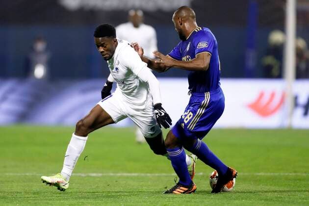 ZAGREB, CROATIA - NOVEMBER 25 : Ike Ugbo forward of KRC Genk during the UEFA Europa League Group stage H match between Dinamo Zagreb and Krc Genk on November 25, 2021 in Zagreb, Croatia, 25 11 2021 ( Dinamo Zagreb v Krc Genk - UEFA Europa League PhotoNews Panoramic 