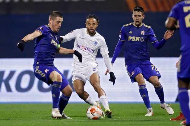 ZAGREB, CROATIA - NOVEMBER 25 : Theo Bongonda forward of KRC Genk during the UEFA Europa League Group stage H match between Dinamo Zagreb and Krc Genk on November 25, 2021 in Zagreb, Croatia, 25 11 2021 ( Dinamo Zagreb v Krc Genk - UEFA Europa League PhotoNews Panoramic 