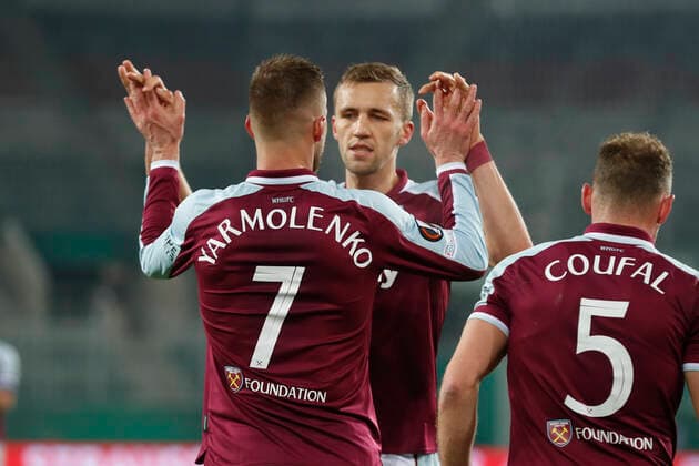 Rapid Vienna v West Ham United UEFA Europa League Andriy Yarmolenko of West Ham United celebrates scoring his sides 1st goal during the UEFA Europa League Group H match at Allianz Stadion, Vienna Content Not Available For UK Newspapers Copyright: xPaulxChestertonx FIL-16158-0046