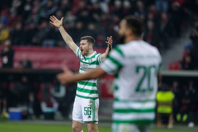 25.11.2021, Fussball, Saison 2021 2022, Europa League, 5. Spieltag, Bayer 04 Leverkusen - Celtic Glasgow, Anthony Ralston (Celtic Glasgow) Foto: Dennis Ewert RHR-FOTO Leverkusen BayArena NRW Deutschland xRHR-FOTO DEx