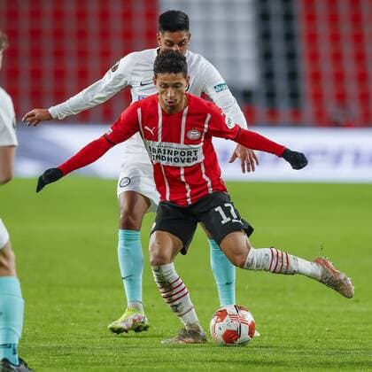 EINDHOVEN - 25-11-2021, Philips stadion. Europa League, season 2021-2022. during the match PSV - Sturm Graz. PSV player Mauro Junior PSV - Sturm Graz  x14465204x Copyright: