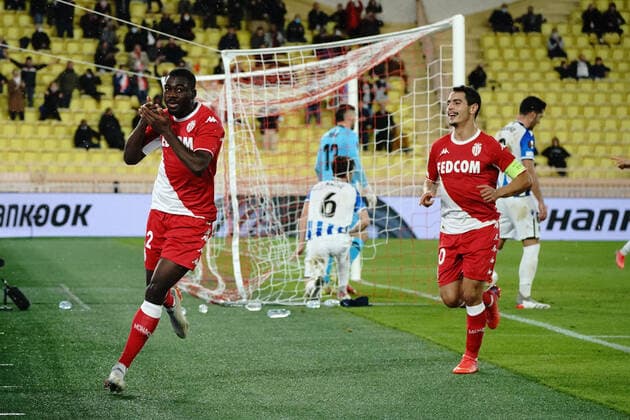 Joie - Youssouf Fofana (AS Monaco) - Wissam Ben Yedder (AS Monaco) FOOTBALL : AS Monaco vs Real Sociedad - Ligue Europa - Monaco - 25 11 2021 NorbertScanella Panoramic 