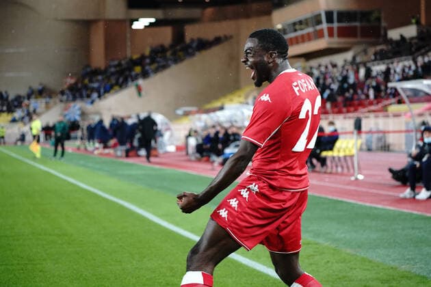 Joie - Youssouf Fofana (AS Monaco) FOOTBALL : AS Monaco vs Real Sociedad - Ligue Europa - Monaco - 25 11 2021 NorbertScanella Panoramic 