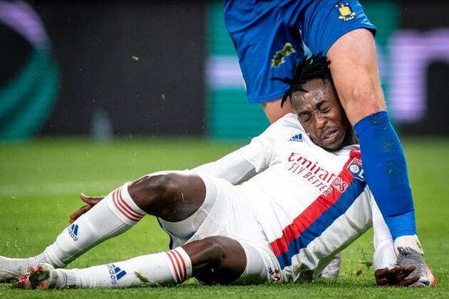 Olympique Lyonnais Tino Kadewere under Europa League kampen mellem Broendby IF og Olympique Lyonnais paa Broendby Stadion i Broendby, torsdag den 25. november 2021.. , Broendby Denmark Copyright: RitzauxScanpix MadsxClausxRasmussenx cop101 spdk20211125-220115-L