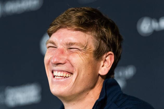 211125 AndrÃ Göransson of Sweden during the press conference, PK, Pressekonferenz after the Davis Cup Finals group stage tennis match between Canada and Sweden on November 25, 2021 in Madrid. Photo: Mathias Bergeld BILDBYRAN kod MB MB0271 tennis davis cup davis cup finals davis cup finals 2021 canada sweden bbeng sverige kanada presskonferens Copyright: MATHIASxBERGELD BB211125MB091