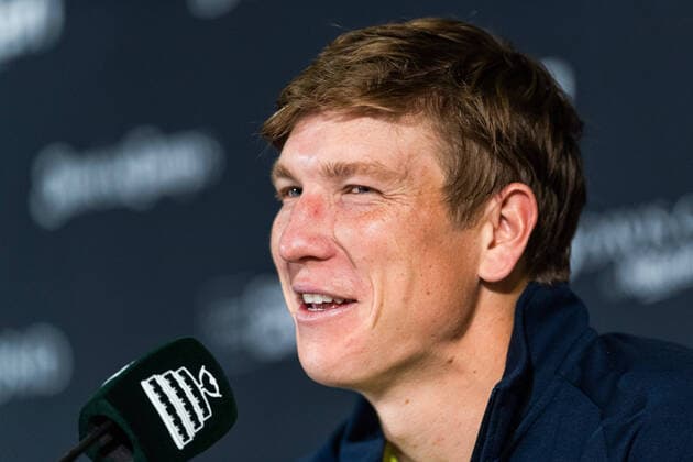 211125 AndrÃ Göransson of Sweden during the press conference, PK, Pressekonferenz after the Davis Cup Finals group stage tennis match between Canada and Sweden on November 25, 2021 in Madrid. Photo: Mathias Bergeld BILDBYRAN kod MB MB0271 tennis davis cup davis cup finals davis cup finals 2021 canada sweden bbeng sverige kanada presskonferens Copyright: MATHIASxBERGELD BB211125MB092