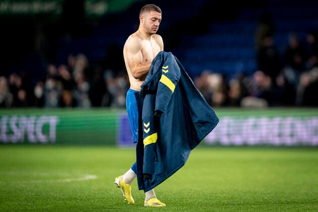 Broendby IFs Josip Radosevic efter Europa League kampen mellem Broendby IF og Olympique Lyonnais paa Broendby Stadion i Broendby, torsdag den 25. november 2021. Broendby taber kampen 1-3.. , Broendby Denmark Copyright: RitzauxScanpix MadsxClausxRasmussenx cop101 spdk20211125-235719-L