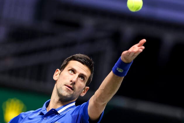 TENNIS - ITF Davis Cup 2021, AUT vs SRB INNSBRUCK,AUSTRIA,26.NOV.21 - TENNIS - ITF Davis Cup Finals 2021, Austria vs Serbia. Image shows Novak Djokovic (SRB).  GEPAxpictures xPatrickxSteiner