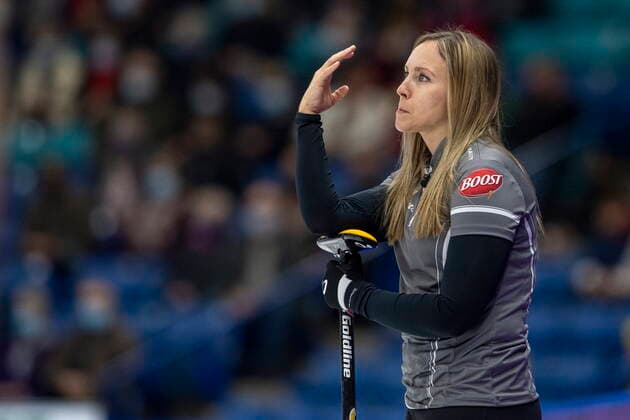 November 26, 2021, Saskatoon, SK, Canada: Team Homan skip Rachel Homan looks on against Team Scheidegger during Draw 17 of the 2021 Canadian Olympic curling trials in Saskatoon, Friday, November 26, 2021. Rachel Homan  - ZUMAc35_ 20211126_zaf_c35_150 Copyright: xLiamxRichardsx
