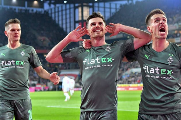 (211128) -- COLOGNE, Nov. 28, 2021 -- Jonas Hofmann (C) of Moenchengladbach celebrates after scoring during the German first division Bundesliga football match between FC Cologne and Borussia Moenchengladbach in Cologne, Germany, Nov. 27, 2021. (Photo by Xinhua) (SP)GERMANY-COLOGNE-FOOTBALL-BUNDESLIGA-COLOGNE 05 VS MOENCHENGLADBACH UlrichxHufnage 