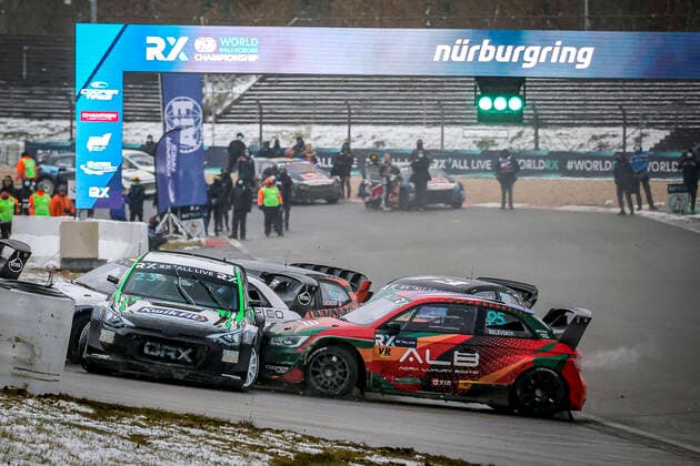 Bilder des Jahres 2021, Sport 11 November Sport Themen der Woche KW47 23 SZABO Krisztian (HUN), team GRX-SET World RX Team, Hyundai i20, World RX, action, 95 Yury BELEVSKIY (CHE) of team Volland Racing KFT. of World RX, action during the World RX of Germany, 8th and 9th round of the 2021 FIA World Rallycross Championship, FIA WRX, from November 27 and 28 on the Nürburgring, in Nürburg, Germany - AUTO - FIA WRX 2021 - GERMANY DPPI Panoramic  0172100607691