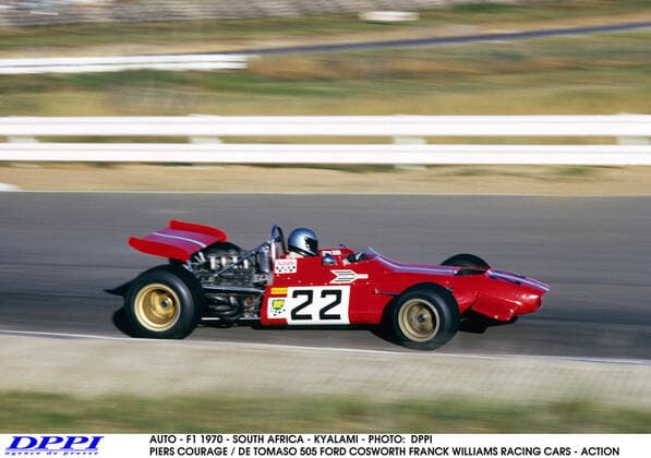 AUTO - F1 1970 - SOUTH AFRICA - KYALAMI - PHOTO: DPPI PIERS COURAGE DE TOMASO 505 FORD COSWORTH FRANCK WILLIAMS RACING CARS - ACTION FRANK WILLIAMS 1942 - 2021 DPPI Panoramic  00001587_001