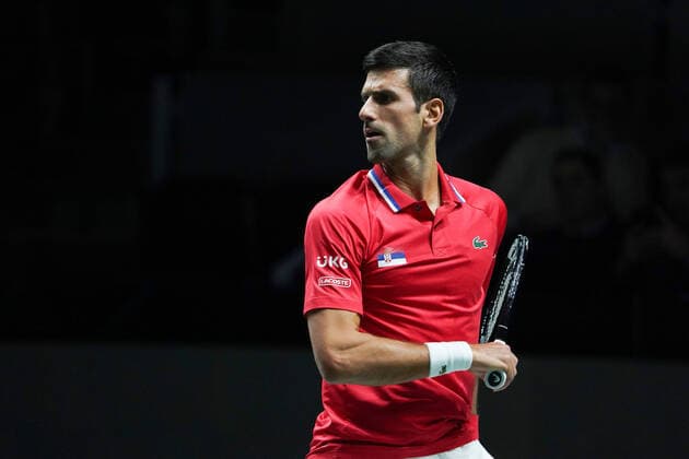 Novak Djokovic - Serbia V Kazakhstan - Davis Cup Finals 2021 - Quarter Final Novak Djokovic of Serbia in action during the Davis Cup Finals 2021 Quarter Final match between Serbia and Kazakhstan at Madrid Arena pabilion on December 01, 2021 in Madrid, Spain. Madrid Spain  Copyright: xOscarxGonzalezx originalFilename:gonzalez-notitle211201_np7Rj.jpg