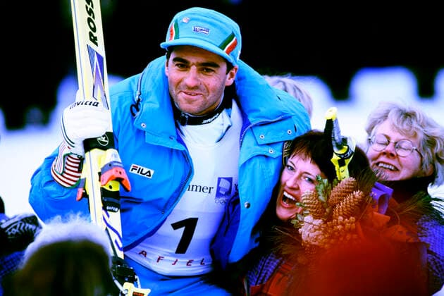 TOMBA Alberto Team ITA Ski Alpine 2.Platz im Slalom der Maenner Olympische Winterspiele 1994 in Lillehammer am 27. 02.1994 in Hafjellin Lillehammer *** TOMBA Alberto Team ITA Ski Alpine 2nd place in the mens slalom 1994 Olympic Winter Games in Lillehammer on 27 02 1994 in Hafjellin Lillehammer