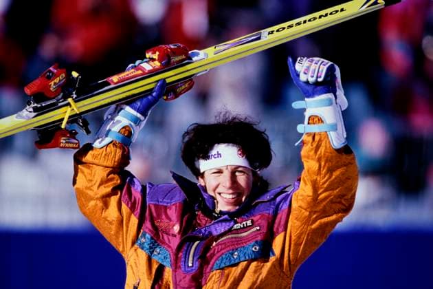 SCHNEIDER Vreni Team SUI Ski Alpine Olympiasiegerin im Slalom der Frauen Olympische Winterspiele 1994 in Lillehammer am 26. 02.1994 in Hafjellin Lillehammer *** SCHNEIDER Vreni Team SUI Ski Alpine Olympic Champion in the Womens Slalom 1994 Olympic Winter Games in Lillehammer on 26 02 1994 in Hafjellin Lillehammer
