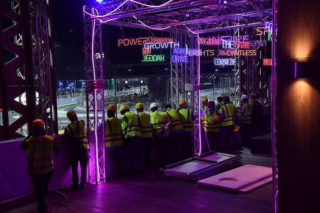 Formel 1 Großer Preis von Saudi-Arabien 02.12.2021, Jeddah Corniche Circuit, Dschidda, Formel 1 Großer Preis von Saudi-Arabien ,im Bild Übersicht der Rennstrecke bei Nacht.