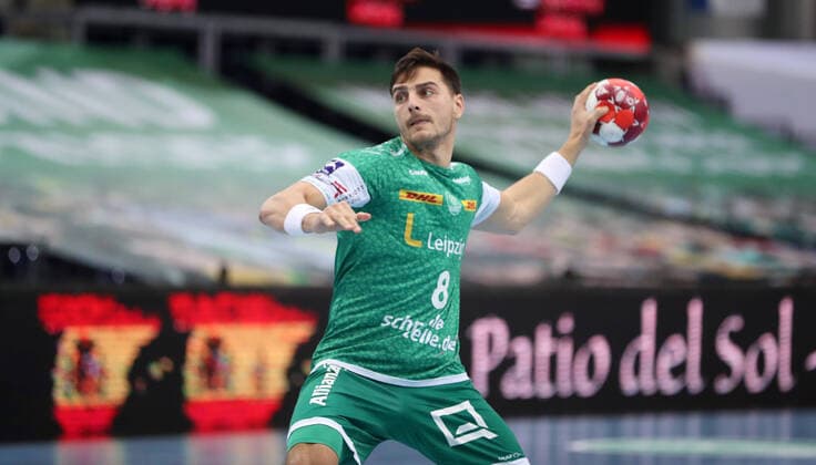Leipzig, 02.12.2021, Arena Leipzig, Handball, 1.Bundesliga , DHfK Leipzig vs. Balingen-Weilstetten 31:24 (16:15) , Im Bild; Lucas Krzikalla (8, Leipzig) ,