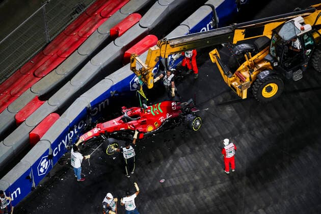 16 Charles Leclerc (MON, Scuderia Ferrari Mission Winnow) after crash, F1 Grand Prix of Saudi Arabia at Jeddah Corniche Circuit on December 3, 2021 in Jeddah, Saudi Arabia. (Photo by HOCH ZWEI) Jeddah Saudi Arabia