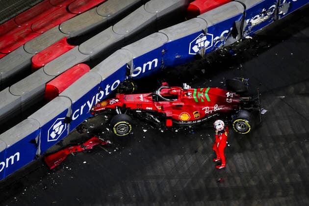 16 Charles Leclerc (MON, Scuderia Ferrari Mission Winnow) after crash, F1 Grand Prix of Saudi Arabia at Jeddah Corniche Circuit on December 3, 2021 in Jeddah, Saudi Arabia. (Photo by HOCH ZWEI) Jeddah Saudi Arabia