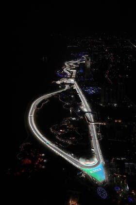 Formel 1 Großer Preis von Saudi-Arabien 03.12.2021, Jeddah Corniche Circuit, Dschidda, Formel 1 Großer Preis von Saudi-Arabien ,im Bild Der neue Formel 1 Kurs in Jeddah bei Nacht aus der Hubschrauberperspektive.