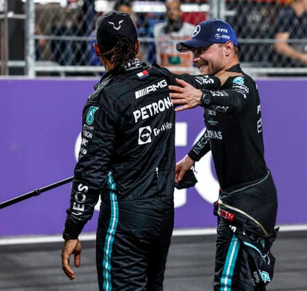 44 Lewis Hamilton (GBR, Mercedes-AMG Petronas F1 Team), 77 Valtteri Bottas (FIN, Mercedes-AMG Petronas F1 Team), F1 Grand Prix of Saudi Arabia at Jeddah Corniche Circuit on December 4, 2021 in Jeddah, Saudi Arabia. (Photo by HOCH ZWEI) Jeddah Saudi Arabia