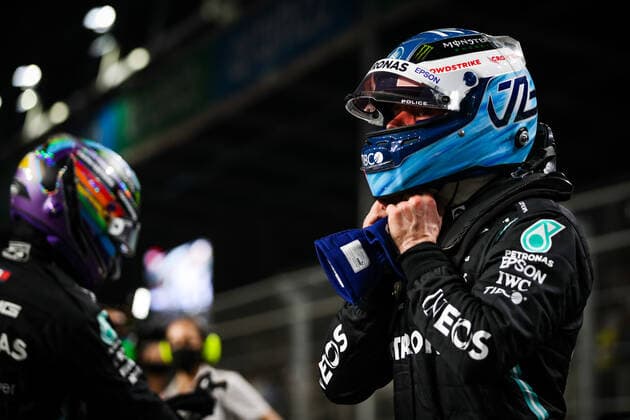 BOTTAS Valtteri (fin), Mercedes AMG F1 GP W12 E Performance, HAMILTON Lewis (gbr), Mercedes AMG F1 GP W12 E Performance, portrait during the Formula 1 stc Saudi Arabian Grand Prix 2021, 21th round of the 2021 FIA Formula One World Championship, WM, Weltmeisterschaft from December 3 to 5, 2021 on the Jeddah Corniche Circuit, in Jeddah, Saudi Arabia - F1 - SAUDI ARABIAN GRAND PRIX 2021 DPPI Panoramic 20211204_GOODEN_FGO07676