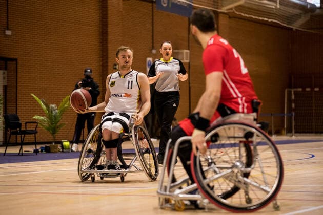 Europameisterschaft Rollstuhlbasketball 07.12.2021 MADRID, SPANIEN 7. Dezember - Rollstuhlbasketball, Deutschland gegen Schweiz Herren, an Tag 4 der Europameisterschaft Rollstuhlbasketball am 07.12.2021 in Polid. Municipal Marques de Samaranch in Madrid, Spanien. Jan Sadler (Deutschland, 11) Copyright: xBEAUTIFULxSPORTS Wunderlx