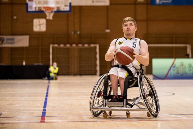 Europameisterschaft Rollstuhlbasketball 07.12.2021 MADRID, SPANIEN 7. Dezember - Rollstuhlbasketball, Deutschland gegen Schweiz Herren, an Tag 4 der Europameisterschaft Rollstuhlbasketball am 07.12.2021 in Polid. Municipal Marques de Samaranch in Madrid, Spanien. Oliver Jantz (Deutschland, 5) Copyright: xBEAUTIFULxSPORTS Wunderlx