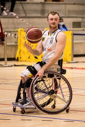 Europameisterschaft Rollstuhlbasketball 07.12.2021 MADRID, SPANIEN 7. Dezember - Rollstuhlbasketball, Deutschland gegen Schweiz Herren, an Tag 4 der Europameisterschaft Rollstuhlbasketball am 07.12.2021 in Polid. Municipal Marques de Samaranch in Madrid, Spanien. Jan Sadler (Deutschland, 11) Copyright: xBEAUTIFULxSPORTS Wunderlx