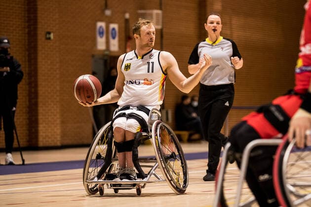 Europameisterschaft Rollstuhlbasketball 07.12.2021 MADRID, SPANIEN 7. Dezember - Rollstuhlbasketball, Deutschland gegen Schweiz Herren, an Tag 4 der Europameisterschaft Rollstuhlbasketball am 07.12.2021 in Polid. Municipal Marques de Samaranch in Madrid, Spanien. Jan Sadler (Deutschland, 11) Copyright: xBEAUTIFULxSPORTS Wunderlx