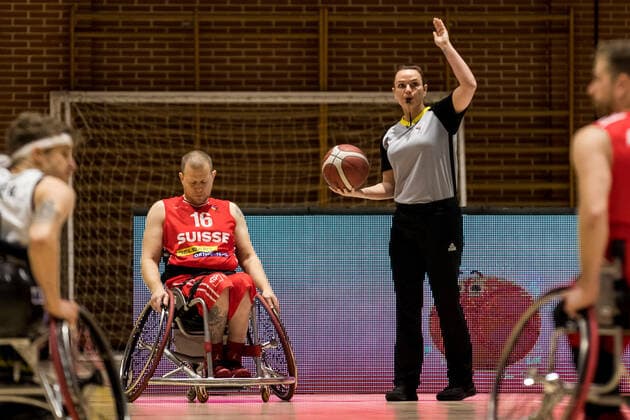 Europameisterschaft Rollstuhlbasketball 07.12.2021 MADRID, SPANIEN 7. Dezember - Rollstuhlbasketball, Deutschland gegen Schweiz Herren, an Tag 4 der Europameisterschaft Rollstuhlbasketball am 07.12.2021 in Polid. Municipal Marques de Samaranch in Madrid, Spanien. Copyright: xBEAUTIFULxSPORTS Wunderlx