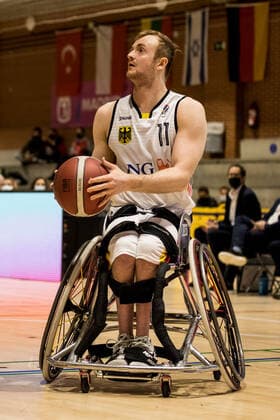 Europameisterschaft Rollstuhlbasketball 07.12.2021 MADRID, SPANIEN 7. Dezember - Rollstuhlbasketball, Deutschland gegen Schweiz Herren, an Tag 4 der Europameisterschaft Rollstuhlbasketball am 07.12.2021 in Polid. Municipal Marques de Samaranch in Madrid, Spanien. Jan Sadler (Deutschland, 11) Copyright: xBEAUTIFULxSPORTS Wunderlx