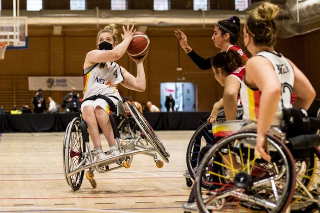 Europameisterschaft Rollstuhlbasketball 07.12.2021 MADRID, SPANIEN 7. Dezember - Rollstuhlbasketball, Deutschland gegen Türkei Damen, an Tag 4 der Europameisterschaft Rollstuhlbasketball am 07.12.2021 in Polid. Municipal Marques de Samaranch in Madrid, Spanien. Svenja Erni (Deutschland, 4) Copyright: xBEAUTIFULxSPORTS Wunderlx