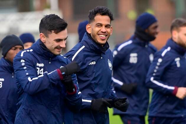 ANTWERP, BELGIUM - DECEMBER 08 : Faris Haroun midfielder of Antwerp FC pictured during a training session of Royal Antwerp FC prior to their Europa League game against Olympiacos on December 8, 2021 in Antwerp, Belgium, 8 12 2021 ( media activities Royal Antwerp - Europa League PhotoNews Panoramic 
