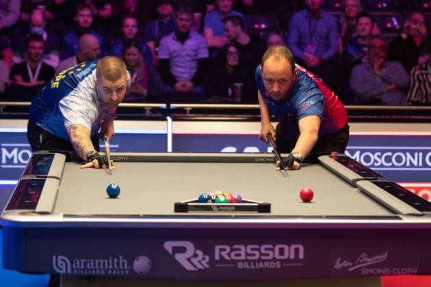 Sport Themen der Woche KW49 Matchroom Pool Mosconi Cup Jayson Shaw and Shane Van Boening lag athe the start of Day 2 during the Matchroom Pool Mosconi Cup, day two, at Alexandra Palace, London, United Kingdom on 8 December 2021. London Alexandra Palace London United Kingdom Editorial use only , Copyright: xRichardxWalkerx PSI-14166-0001