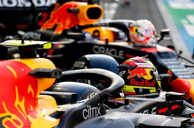 Helmet of 11 Sergio Perez (MEX, Red Bull Racing), F1 Grand Prix of Abu Dhabi at Yas Marina Circuit on December 9, 2021 in Abu Dhabi, United Arab Emirates. (Photo by HOCH ZWEI) Abu Dhabi United Arab Emirates