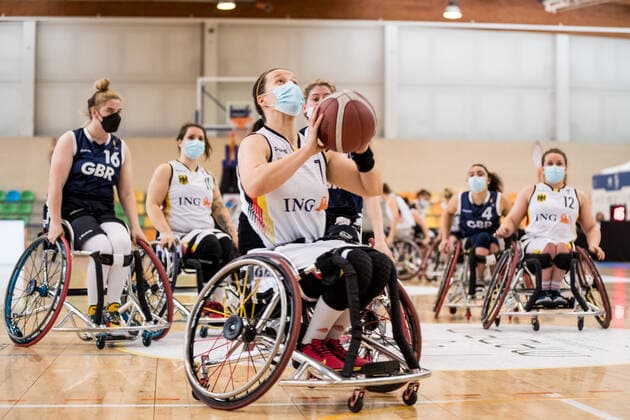 Europameisterschaft Rollstuhlbasketball 09.12.2021 MADRID, SPANIEN 9. Dezember - Rollstuhlbasketball, Deutschland gegen Grossbritannien Damen an Tag 6 der Europameisterschaft Rollstuhlbasketball am 09.12.2021 in Polid. Municipal Francisco Fernandez Ochoa in Madrid, Spanien. Anne Patzwald (Deutschland, 7) Copyright: xBEAUTIFULxSPORTS Wunderlx