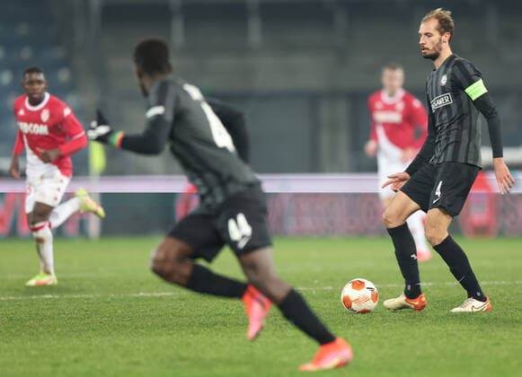 SOCCER - UEFA EL, Sturm vs Monaco GRAZ,AUSTRIA,09.DEC.21 - SOCCER - UEFA Europa League, group stage, SK Sturm Graz vs AS Monaco. Image shows Jon Gorenc-Stankovic (Sturm) .  GEPAxpictures xChrisxBauer
