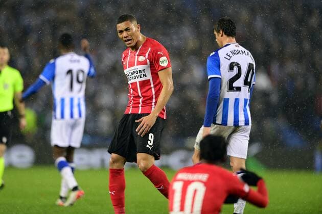 SAN SEBASTIAN - Carlos Vinicius of PSV Eindhoven during the UEFA Europa League match between Real Sociedad and PSV Eindhoven at Estadio de Anoeta on December 9, 2021 in San Sebastian, Spain. ANP OLAF KRAAK UEFA Europa League 2021 2022 xVIxANPxSportx xxANPxIVx
