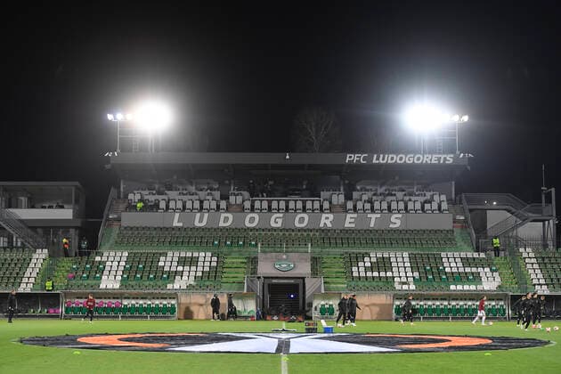 View inside Ludogorets Arena during the UEFA Europa League Group F football match between PFC Ludogorets and FC Midtjylland on December 9, 2021 at the Ludogorets Arena in Razgrad. Photo by Alex Nicodim Ritzau Scanpix , Razgrad Copyright: RitzauxScanpix AlexxNicodimx spdk20211209-204020-L