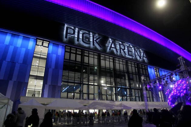 Handball EM 2022, Sportstätte in Ungarn, PICK Arena in Szeged 09.12.2021 Szeged(Hungary) MOL Pick Szeged-THW Kiel EHF Champions League Men s handball New open Pick Arena outside :