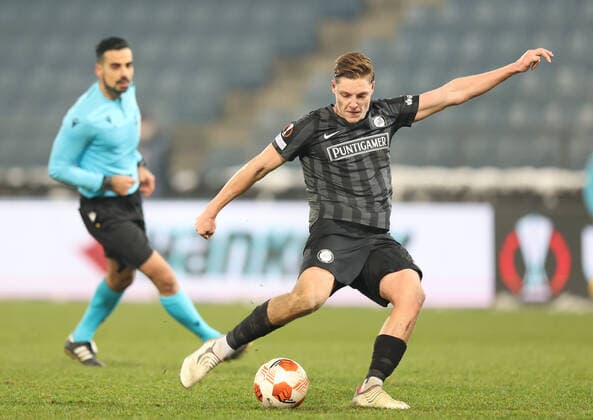 SOCCER - UEFA EL, Sturm vs Monaco GRAZ,AUSTRIA,09.DEC.21 - SOCCER - UEFA Europa League, group stage, SK Sturm Graz vs AS Monaco. Image shows Alexander Prass (Sturm) .  GEPAxpictures xChrisxBauer